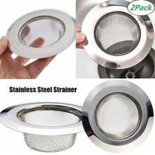 2 buah Saringan Wastafel Dapur Stainless Steel, Saringan Pembuangan Wastafel Bertepi Lebar Besar Diameter 4,5 Inci - A - View 7
