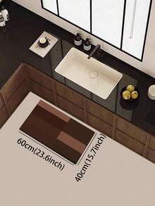 1pc Dark Brown Patchwork Vertical Striped Kitchen Rug, 3.5mm Cuttable Absorbent Mat, Durable & Comfortable, Entrance Door Mat Indoor Bathroom Mat Outdoor Garden Decor Universal Use - Multicolor - View 14