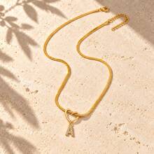 Initial Charm Gold Plated Letter Necklace For Women Men With Infinity Heart Loop And Cubic Zirconia Snake Chain - Yellow Gold - View 29