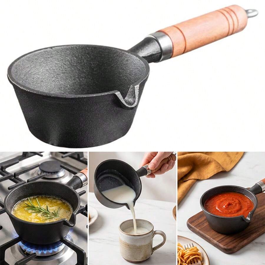 Pot Lead Melting Mini Hot Oil Heating Wax Cast Iron Frying Black - View 1