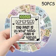 50pcs Positive Inspirational Quote Stickers Vinyl Material Suitable For Phone Cases, Laptops, Water Bottles, Notebooks Etc., Waterproof Decorative Stickers - Birthday Gifts, Easter Gifts, Christmas Gifts, Valentine's Day Gifts, Perfect Gift Choice - Multicolor - View 3