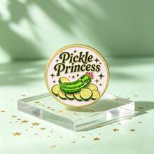 Cute "Pickle Princess" Enamel Brooch, Cartoon Crown Cucumber Design Lapel Pin, Metal Brooch For Backpack Clothing Hat Decor, Funny Gift For Man Women - Multicolor - View 8