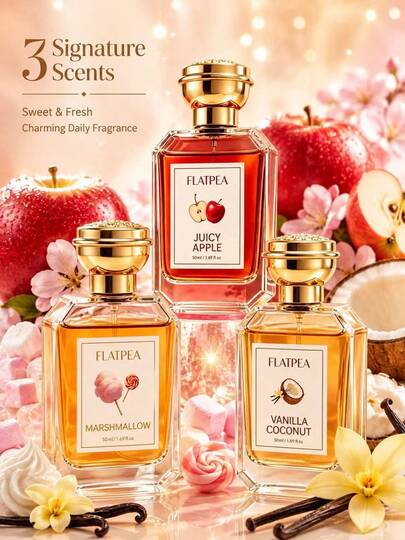 Doce de Bala, Coco Baunilha, Maçã Vermelha 50ml Perfume | Uma Fragrância Frutada Doce, Unissex e de Longa Duração. Fácil de Carregar e de Longa Duração, Perfeito para Mulheres em Encontros e Uso Diário, Também um Excelente Presente para Família e Amigos