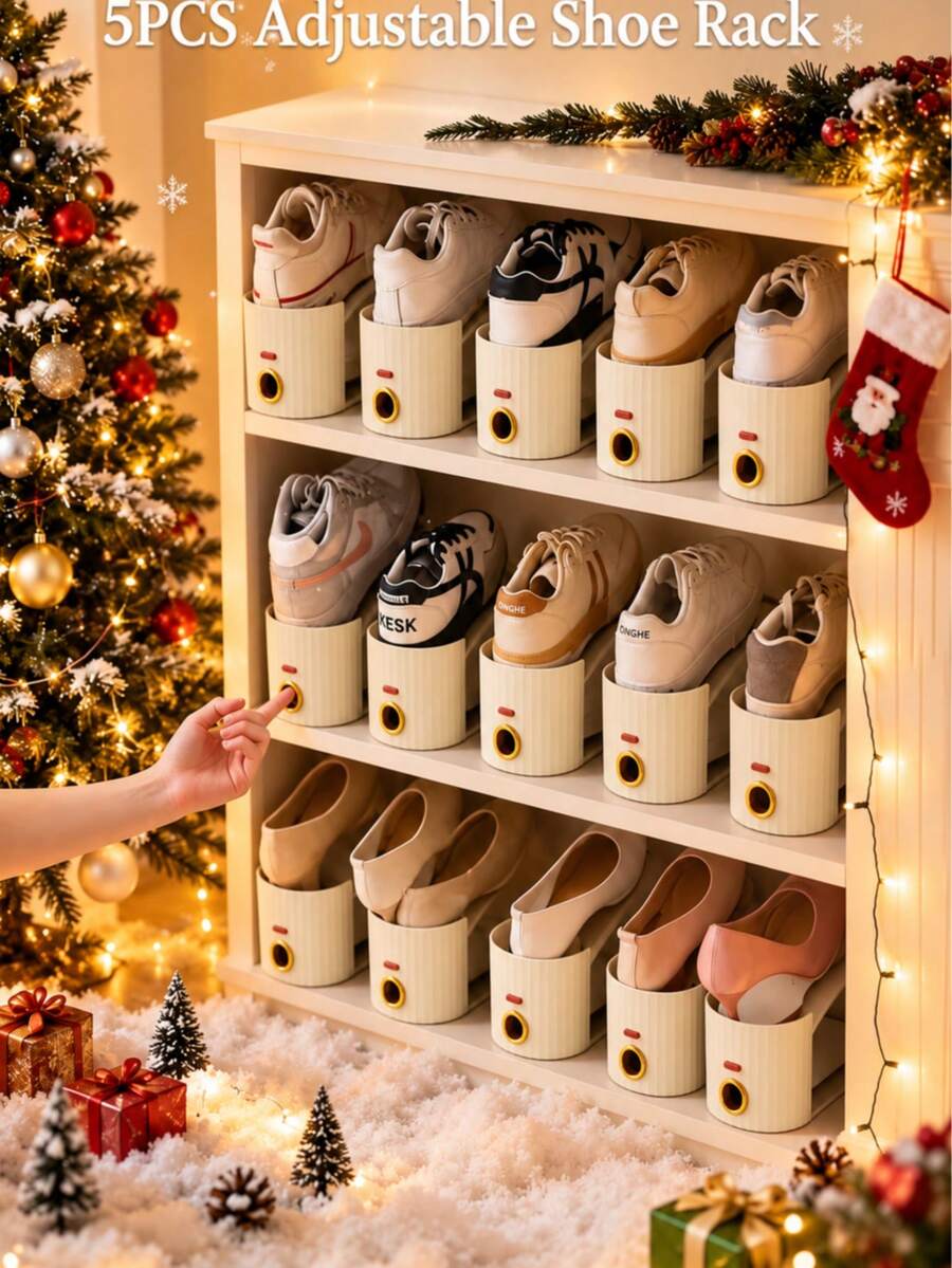 20pcs Vertical Shoe Rack Organizer, Space-Saving Closet Shoe Storage Rack, Shoe Cabinet Organizer, Adjustable Shoe Slot Rack, Suitable For Sneakers, High Heels, Flats And Slippers, Stackable Home Entryway Closet Storage Solution - Multicolor - View 1