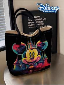 Disney Daisy, Minnie, Mickey Women's Fashion Cartoon Pattern Printed Tote Bag, Large Capacity Lightweight Shoulder Handbag, Multi-Functional Daily Office Commute Casual Weekend Outing Shopping Portable Handbag - Multicolor - View 7