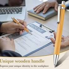 100/50/10pcs Retractable Bamboo Ballpoint Pens, Bamboo Shaft Design, Fashionable, Suitable For Office,Business, School And Various Activities, Gift Pens With Push Buttonldeal Gift Chgice (Black Ink) Back To School - Multicolor - View 4