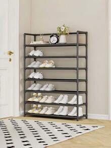 1 Pack Multi-Layer Sturdy Heavy-Duty Plastic Shoe Storage Shelf, Modern Neutral Color Vertical Freestanding Shoe Organizer Rack For Hallway Bedroom Closet Entryway, Christmas Thanksgiving Home Organization Gift - Multicolor - View 10