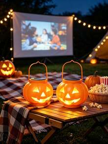 1PC Halloween Solar Iron‑Craft Pumpkin Lantern, Hanging LED Ambient Light, Weather‑Resistant Outdoor Decor Lamp For Garden Yard Patio Porch, Holiday & Theme Party Ornament - Multicolor - View 8