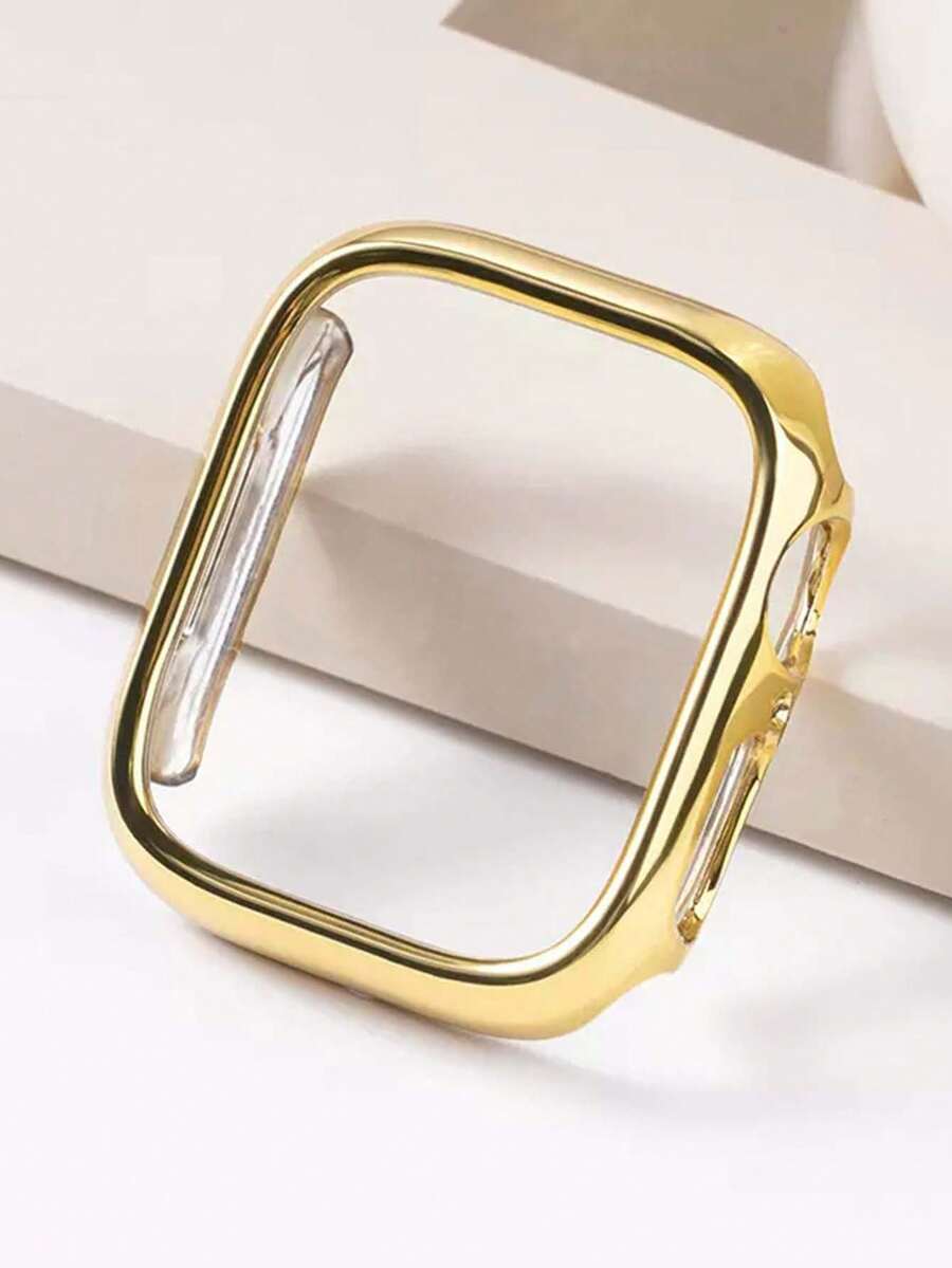 Huastonband Funda protectora compatible de material PC duro con marco hueco chapado en oro para reloj, marco protector adecuado para reloj Ultra 3 2 1 S10 SE S9/S8/S7/S6/S5/S4/S3/S2/S1 Series, para hombres y mujeres, protector de reloj 38MM/40MM/41mm42MM/44MM/45MM/46MM/49mm, funda protectora de reloj inteligente, regalo del Día del Maestro, regalo de graduación, - oro - Ver 1