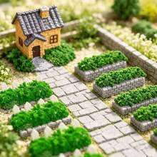 33Pcs Miniature Garden Landscape Accessories Kit, Mini Stone Wall & Hedge Fence Set, Dollhouse Micro Landscape Diorama Fairy Garden Scene Building Decor - Garden Landscape - View 6