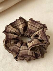 1pc 2026 New Cute 3D Plaid Padded Bow Hair Tie, Versatile Autumn/Winter Korean Style Scrunchie Hair Accessory - Multicolor - View 5