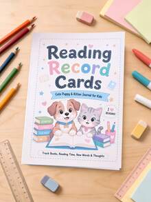 1pc Reading Record Notebook, Cat & Dog Cartoon Diary, Student Reading Notes Record Book, Early Education Enlightenment Notebook, Record New Things Learned, Teacher Classroom Reward Notebook, Daily Home, School, Classroom, Travel Use, Essential Notebook Stationery, Holiday New Year, Birthday Party Gift Choice - Multicolor - View 1