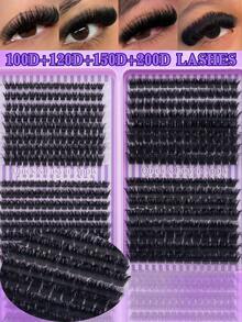 640 Clusters European & American Style Clump False Eyelashes Book, 8-16mm (0.31-0.63 Inches) Mixed Length Design, Segmented Eyelash Set, Multi-Length Combination For Natural Voluminous Layered Eye Makeup, Soft And Lightweight Lash Bundles To Enhance Eye Dimension, Suitable For Cat Eye, Manga Eye, Girl Group Style And European & American Style Makeup, Naturally Enlarges Eyes, Perfect For Beginners' Daily Eyelash Styling - D - View 2