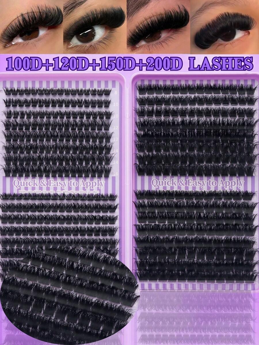 640 Clusters European & American Style Clump False Eyelashes Book, 8-16mm (0.31-0.63 Inches) Mixed Length Design, Segmented Eyelash Set, Multi-Length Combination For Natural Voluminous Layered Eye Makeup, Soft And Lightweight Lash Bundles To Enhance Eye Dimension, Suitable For Cat Eye, Manga Eye, Girl Group Style And European & American Style Makeup, Naturally Enlarges Eyes, Perfect For Beginners' Daily Eyelash Styling