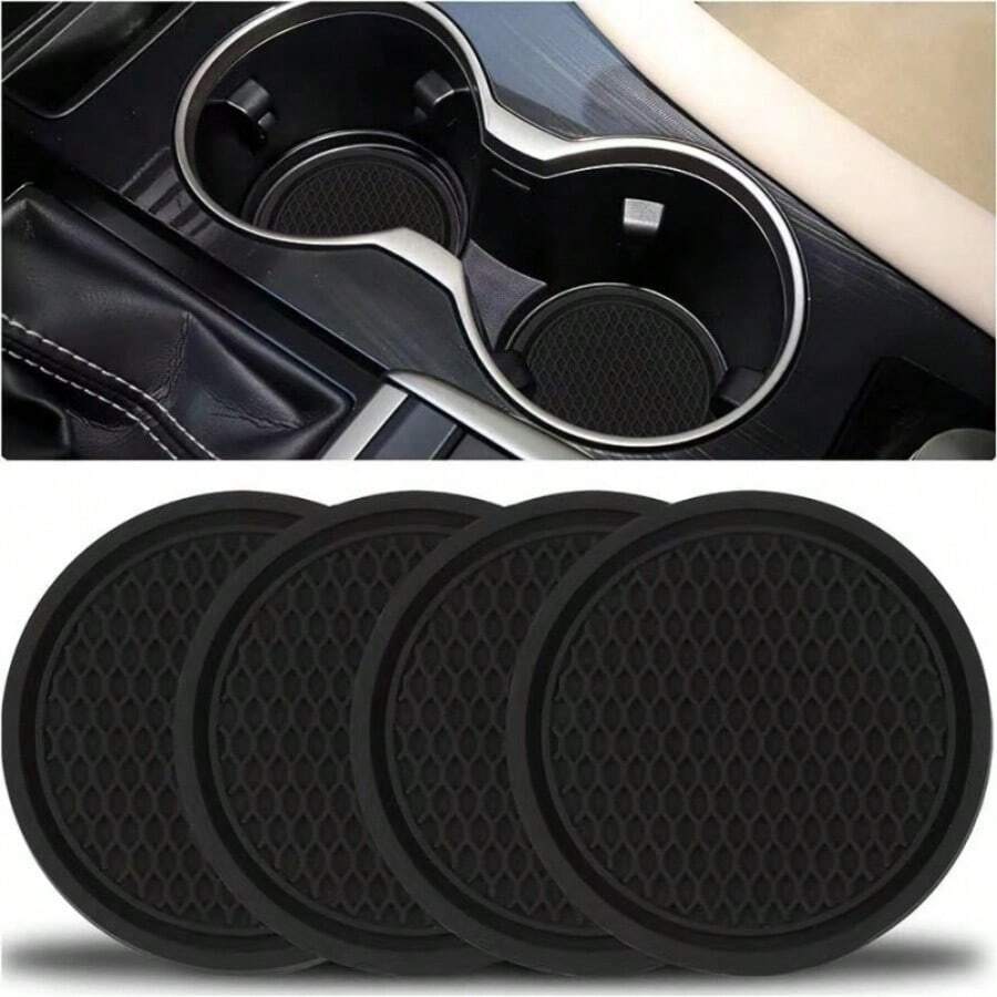 4pcs/2pcs/1pc Universal Car Non-Slip Cup Holder Coasters, Embedded Decorative Silicone Cup Coasters, Car Interior Accessories Set (7cm/2.75in) - Style a - View 1