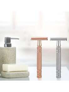 Rose Gold Safety Manual Razor Shell, Anti-Scratch Razor Shell, Suitable For Beard, Armpit Hair, Leg Hair Removal - Multi-color - View 1