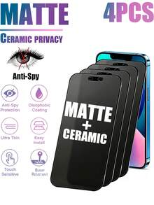 4PCS Soft Film Privacy Screen Protector, Strong Privacy Protection, Oleophobic Coating Reduces Fingerprint Residue, Smooth Touch Without Affecting Sensitivity. Easy Installation, Daily Anti-Collision, Curved Edge Fit Without Bulge, Oleophobic Coating Easy To Clean, Simple Installation Without White Edges. Seamless Full Coverage, Smooth Edges, High Precision Fitting Process, Anti-Collision, Zero Fingerprint Adhesion, Compatible With IPhone Duo/18 Pro/18 Pro Max/18/17E/17Pro Max/16Pro Max/15 Pro Max/14Pro Max/13Pro Max/12 Pro Max/11 Pro Max/17 Pro/16 Pro/15/14/13/12/11 And Other Series. - Black - View 10