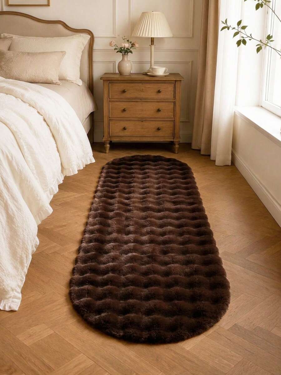 Soft Fluffy Rug Coffee Brown Oval Area Rug,For Bedroom,Living Room,Study,Office,Plush Bedroom Rugs, Washable & Non-Slip,Cute Rug,Faux Fur Rug,Living Room Rug,Bedroom Rugs,Bedside Rug,Decorative Rug,Bedroom Decor,Autumn Home Decor,Room Decorations - Coffee Brown - View 1