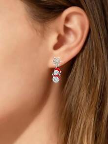 1 Pair Fashionable Cubic Zirconia Earrings, Women's Christmas Party Accessory Gift - 1# - View 4