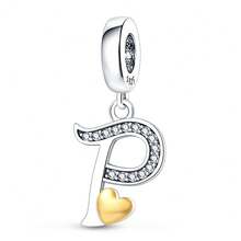1pc S925 Sterling Silver Letter Pendant, Rhinestone Inlaid Dual Color Heart Design, 26 English Letters Available, Exquisite Hollow Craftsmanship, Original Bracelet Necklace DIY Pendant Chain Jewelry Making, Personalized Name Identifier Accessory, Suitable For Daily Wear And Holiday Gifts, Comes With Elegant Gift Box - Silver - View 32