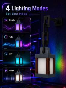 1/2pcs 16 Color RGB Pixel Light Night Light USB Rechargeable Remote Control Wall Mount Desktop Table Lamp Wall Light Bedroom Game Room Decor Gift Pixel LED Light Night Light, 16 Color Ambient Light, Dual Use Wall Light, With Hanging Chain, Suitable For Home Party Cosplay Decoration - Multicolor - View 11