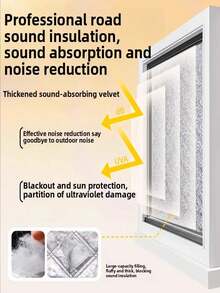 Winter Warm Curtains, Thermal Wind Blocking Window Curtain, Sound Insulated Light Blocking Drape, No Drilling Required, Easy To Install,Keep Heat Indoor For Living Room - White - View 8