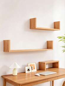 3 PiecesWall Mounted Storage Shelf Set, Multiple Sizes Available, With Stop Rail To Prevent Falling, Wall Hanging Design, Display & Storage Rack For Ornaments And Books In Living Room & Bedroom - A - View 6