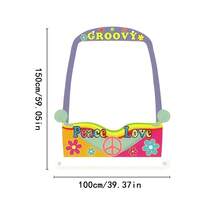 2D Party Photobooth Props, Vintage Hippie Groovy Theme Selfie Frame, Peace Love Sign & Colorful Floral Print Photo Props, Suitable For Groovy Theme Party, Hippie Style Birthday Party, Bohemian Festival - 1 - View 5