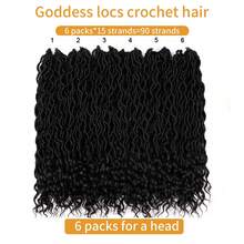 14/18/24 Inch Goddess Locs Crochet Hair, Pre-Looped River Locs With Curly Ends, Bohemian Faux Locs, 1-6 Packs Synthetic Crochet Braids With Installation Tools, Halloween Gift - Multicolor - View 6