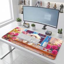 Colorful Petal And Puppy Pattern Gaming Mouse Pad, Non-Slip Rubber Desk Mat, Smooth Sliding Surface, Suitable For Computer Laptop Office Home, Cute Abstract Art Decor, Back To School Supplies - A - View 12