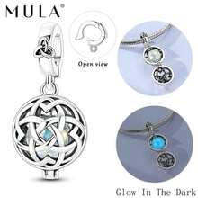 1pc Silver-Plated Hollow Openable Glow-In-The-Dark Celtic Knot Pendant, Suitable For Bracelet Necklace DIY Jewelry Making, Unisex - Silver - View 1