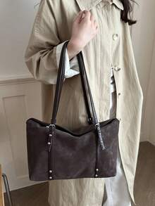 Premium Suede Pillow Bag For Women 2026 New Matte Patchwork Underarm Bag Large Capacity Shoulder Crossbody Bag - Coffee - View 4