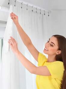 140/113/84/30pcs Flexible Bendable Curtain Track Set Of Clothes, Heavy-Duty White Plastic, Ceiling & Wall Mount, Multi-Scene Curtain Rail System, Window Treatment, Modern Home Decor, Bay Window & Room Divider - Multicolor - View 3