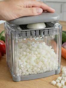 AG BOX Picador de Verduras Cortador de Frutas Manual Cuchillas Acero Inoxidable Cocina Corte Rápido - Gris - Ver 5