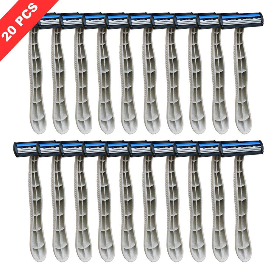 20pcs Men's Disposable Razors, Handle, Ideal For Travel, Business Trips, Outdoor Activities, Perfect Gift - MG-20PCS - View 1