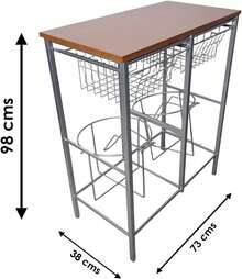 Mesa Alta para 2 Garrafones de Agua, Base de Madera, Estructura Metálica Gris, 98 cm Alto x 73 cm Ancho x 33 cm Fondo - Caqui - Ver 5