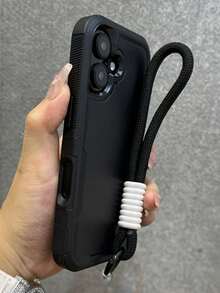 Luxury Armor 雙層保護手機殼，適用於 iPhone 18 Pro Max、18 Pro、17、16、11、12、13、14、15 Pro Max Plus、16E、17Air，硬塑防震防摔後蓋保護殼 - 黑色+掛繩 - 查看 3