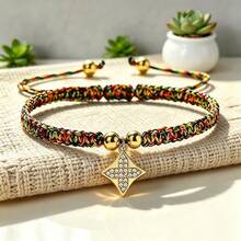 1Pc Sparkling Rhinestone Four Pointed Star Charm Bracelet Adjustable Handmade Woven Rope Bangle Fashion Wristband Jewelry Gift For Women - Four-pointed Star - View 5