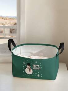 1pc Storage Basket, Sundries Basket, Stationery Basket, Fabric Storage Bin, Large Capacity & Foldable, Snowman Pattern Print, Perfect For Storing Stationery, Jewelry And Small Items - Multicolor - View 10