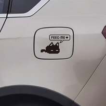Retro Pixel Cat "Feed Me" Car Sticker, Funny Fuel Tank Cap Decal, Cute Pixel Art Auto Decoration - A - View 2