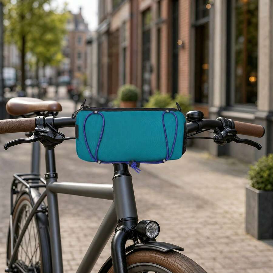 Green Bicycle Handlebar Storage Bag Nylon Water‑Repellent For Road Mountain Bike Phone Wallet Cycling Essentials Quick Install - Green - View 1