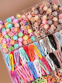 30/60/90pcs Girls Minimalist Hair Clips Set, Multi-Color Five-Point Star, Water Drop, Daisy Flower Small Hair Claw Clips, Fashion Fresh Cute Hair Accessories, Hair Clips, Bangs Clips, Non-Damaging Hair Clips, Daily Use, Gift - Multicolor - View 3