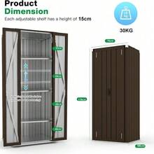 Tall Outdoor Storage Cabinet Metal Garden Cupboard With Shelves - Brown - View 5