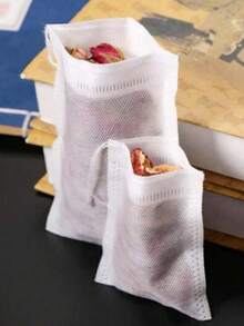 2 Packs 100pcs Disposable Tea Filter Bags With Drawstring, Heat-Sealed Non-Woven Fabric Spice Filter Bags, Tea Bags - Transparent - View 7