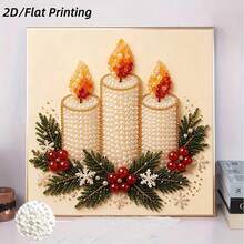 New Pearl Painting Christmas Candle Wreath Pattern Design For Home Wall Decor Art, Inspiring Creativity And Passion, Thoughtful Christmas Holiday Gift For Creative Handmade Art Enthusiasts Diamond Painting Kit - Pearl Painting - View 4