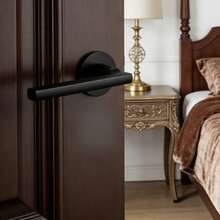 Indoor Black Door Handle (Lock Body And Lock Cylinder Not Included), Built-In Spring To Prevent Sagging, Home Door Lock Hardware Tool Accessory, Comfortable Grip, Easy Installation, Christmas/Autumn/Halloween Decoration, Suitable For Other Locks - Black - View 2