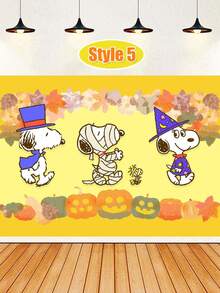 MASSDI Halloween Party Backdrop, Bright Yellow & Friends Halloween Costume Photo Banner, Decorative Background For Halloween Party & Photography - Cartoon - View 8