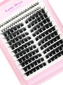 Black Mixed Length Natural Fluffy DIY Eyelash Clusters, Single Cluster False Eyelashes For Home Use - D - View 4