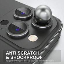 ZYONS 3pcs/Pack Original Case Compatible High Definition Camera Lens Protector Film, CD Line Pattern Metal Frame Lens Protector Film, Pattern, Compatible With Iphone 18 Pro Max/Duo/17 Pro Max/Air/17/16/15/14/13/12/11 - Black - View 9