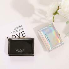 Party Laser Clip Coin Purse, INS Style Women's Multifunctional PU Card Holder, Solid Color Trifold Large Capacity Wallet - Multicolor - View 4